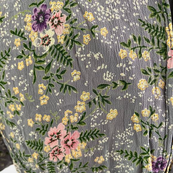 Vtg Blue Ditsy Floral Print Cottagecore Prairie Granny Maxi Dress Wmns M - Picture 10 of 12